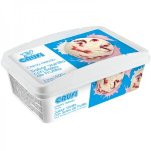 Helado Crema veteada con salsa de frutillas 1lt Crufi