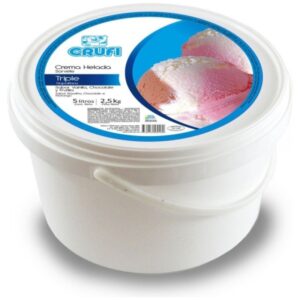 Helado triple frutilla, crema y chocolate 5lts Crufi